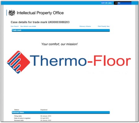 Thermo-Floor Brand Becomes a Registered Trademark